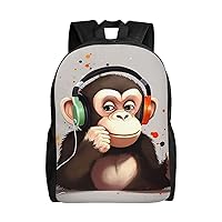 Music Monkey Backpack For Women Men Travel Laptop Backpack Rucksack Casual Daypack Lightweight Travel Bag