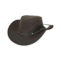 Men's 1367 wagga UPF 50 Breathable Leather Western Hat with Adjustable Chin Cord with Braided Hatband
