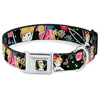 Buckle-Down Seatbelt Buckle Dog Collar - Tinker Bell Poses/Sleeping Floral Collage - 1