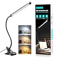 Morw Winmor Led Clip On Desk Lamp,3 Color 11 Brightness,64 LED 10W Book Reading Light,USB Plug,Stepless Dimmer Auto Off,Clamp Desk Lights for Bedside Computer Home Office