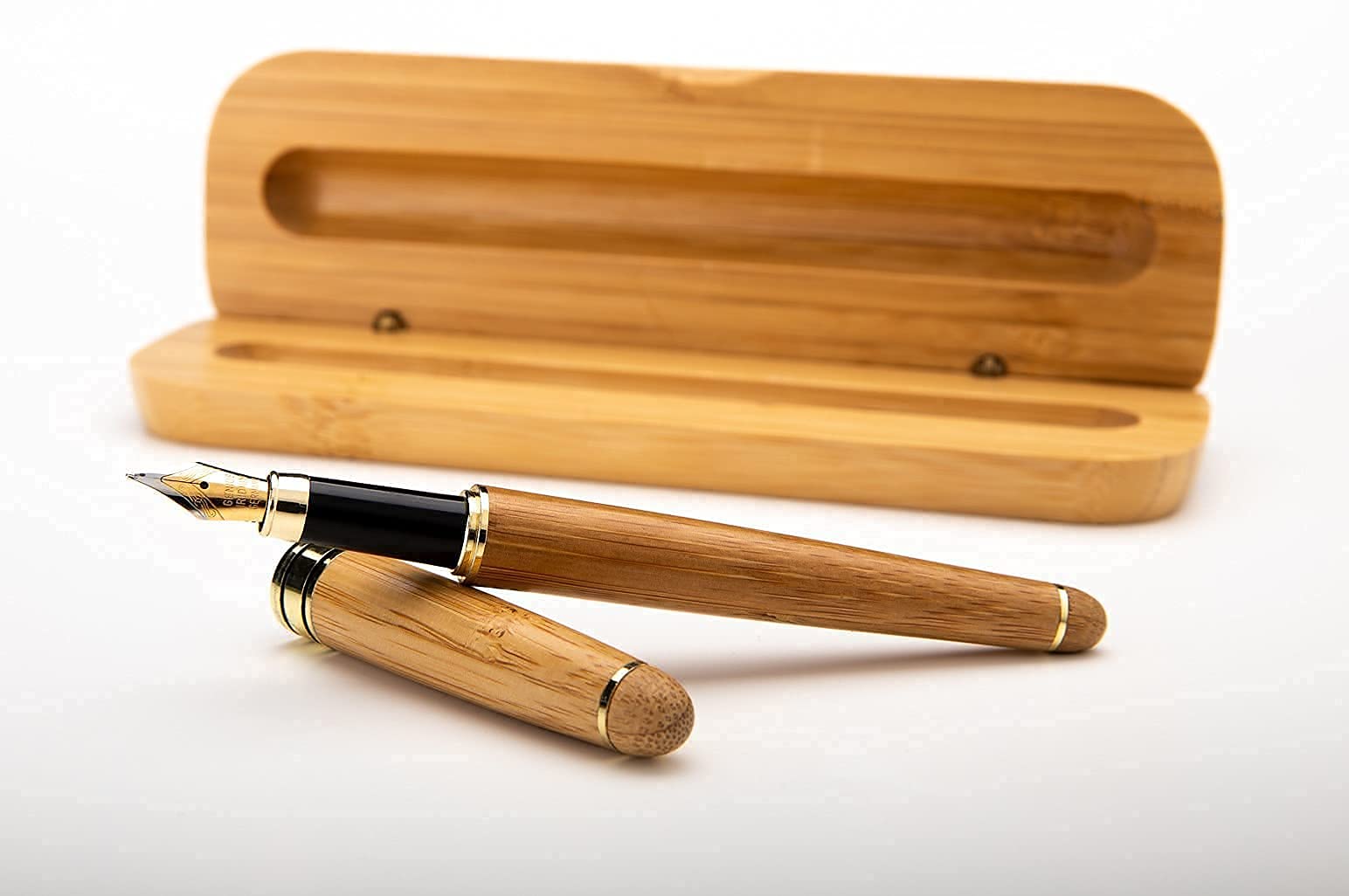 Dryden Designs Luxury Bamboo Fountain Pen with Ink Refill Converter and Matching Gift Case - Smooth & Elegant, Gift Set for Calligraphy Writing, Signature, Journal, Artist and Professionals