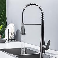 Faucets,Kitchen Mixer Tap with Pull Out Spray, Kitchen Taps Swivel Stainless Steel Hot and Cold Water Single Hole Pull Out Kitchen Sink Tap/Grey