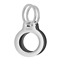 Belkin AirTag Secure Holder Case - Durable Scratch Resistant with Key Ring - Protective AirTag Accessory For Keys, Pets, Luggage - 2-Pack Black & White
