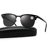 Missfive Bifocal Reading Sunglasses Glasses for Women Men, UV Protection for Outdoor/Far/Near Use Sun Readers, Retro Horn Rimmed Designer Readers Stylish Eyeglasses with A Hard Case, 2.0x