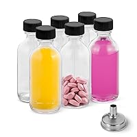 DIDITIME 6 Pack 2 oz Shot Bottles with Caps, Glass Jars with Lids, Small  Clear Glass Bottles, Juice Bottles, Wellness Ginger Shots Bottles, Mini