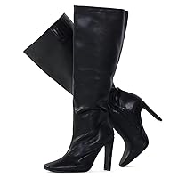 RF ROOM OF FASHION Women's Baggy Fit Square Toe Knee High Dress Boots (Wide Calf Wide Width)