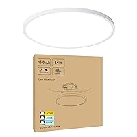 15.8 Inch Dimmable LED Ceiling Light Flush Mount, Low Profile 24W 3000K-4000K-5000K 3 Color Temperature Selectable,120V, Bright 2400LM, ETL Listed