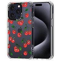 MOSNOVO Compatible with iPhone 15 Pro Case, [Buffertech 6.6 ft Drop Impact] [Anti Peel Off Tech] Clear TPU Bumper Phone Case Cover with Cute Cherry Designed for iPhone 15 Pro 6.1