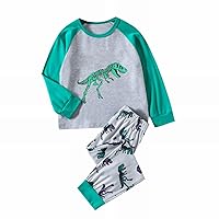 Baby Boy Outfits Child 2PCS Set Spring and Autumn Dinosaur Pattern Clothes Kid Casual Long Sleeve (Green, 4-5 Years)