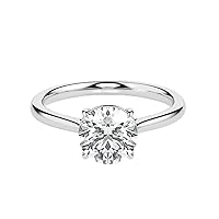 Riya Gems 1.80 CT Round Moissanite Engagement Ring Wedding Eternity Band Vintage Solitaire Halo Setting Silver Jewelry Anniversary Promise Vintage Ring Gift