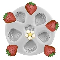3D Strawberry and Flowers Silicone Mold For Cake Decorating Cupcake Topper Candy Chocolate Gum Paste Polymer Clay Set Of 1