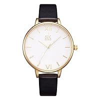 SKの女性に時計Saleレザー腕時計バンドアナログRound Watch Case防水腕時計 women's standard ブラック