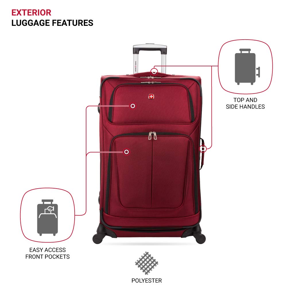 SwissGear Sion Softside Expandable Roller Luggage, Burgandy, Checked-Large 29-Inch