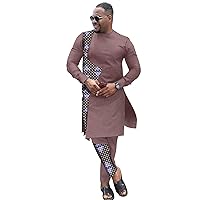 African Clothes for Men Print Coats with Trousers Two Piece Outfits Long Sleeve Plus Size Attire