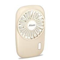 Aluan Handheld Fan Mini Fan Powerful Small Personal Portable Fan Speed Adjustable USB Rechargeable Cooling for Kids Girls Woman Home Office Outdoor Travel, Beige