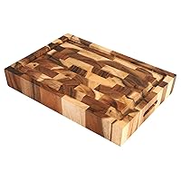 Villa Acacia Large Wood Cutting Board with Juice Groove, 2.5 Inch Thick, 17x12 Inch End Grain Block