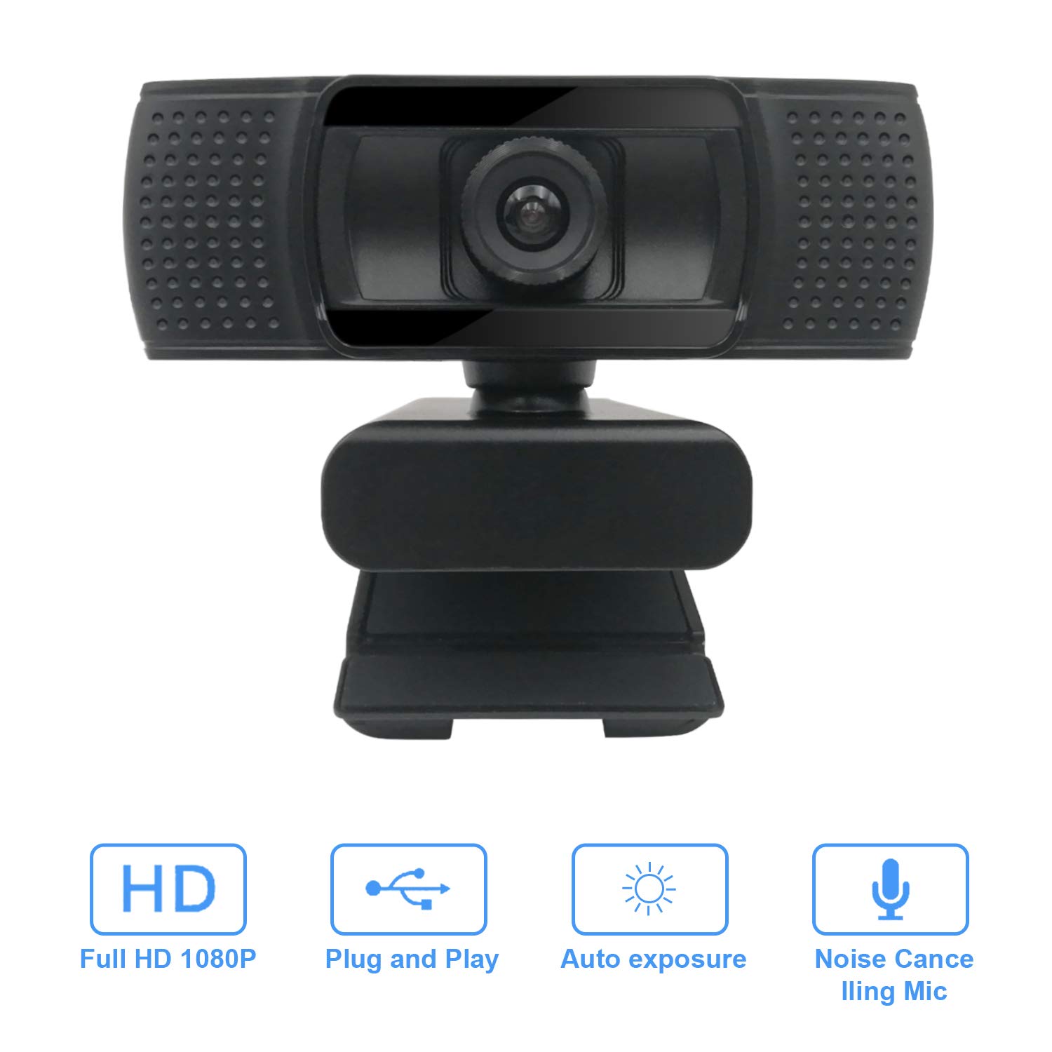 Anivia 1080p HD Fixed Focus Webcam, USB Camera with Microphone Free Cover Slide, Mini Plug and Play Video Calling Computer Camera, Built-in Mic, Flexible Rotatable Clip(The Tripod not Included)