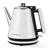 Electric Kettle, 1L Stainless Steel Electric Water Kettle with Auto Shut Off & Boil Dry Protection, Pour-Over Coffee & Tea Kettle, Fast Boil Hot Water Boiler, 1000W, White