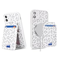 Ｈａｖａｙａ for iPhone 11 Case with Card Holder iPhone 11 Case Magsafe Compatible magsafe Wallet Detachable Magnetic Leather Cover for Women and Men-White Leopard Print