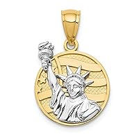 14k Two-tone Gold Small Lady Liberty On American Flag Disk Charm