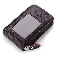 Men's Women's Real Leather Business Cards Bag Cases Id Card Holder Purse (Coffee)