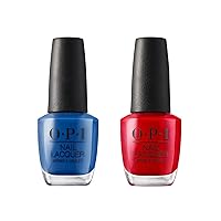 Bundle of OPI Nail Lacquer, Mi Casa Es Blue Casa, 0.5 fl oz + OPI Nail Lacquer, Big Apple Red, 0.5 fl oz, New York