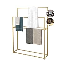 Metal Free Standing Towel Rack Stand Tall Towel Holder Iron Rust-Resistant Easy to Assemble/Gold/95X20X110Cm
