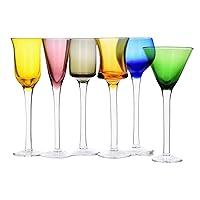 DUKA Colored Cordial Glasses with Stem | Different Colored Long Stem Shot Glasses | Aperitif Glasses | Scandinavian Design | Set of 6