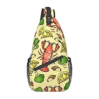 Lobster And Lemon Sling Bag Crossbody Backpack Sling Backpack Shoulder Bag For Women Men Cycling Hiking Travel