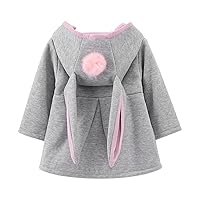 Small Girl Baby Girl's Toddler Kids Fall Winter Thick Warm Coat Jacket Outwear Rabbit Ear Hoodie Hunting Coat for