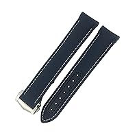 20mm 21mm 19mm Curved End Coated Nylon Fabric Watchband Fit For Omega AT150 GMT GoodPlanet Blue Belt Sport Watch Strap