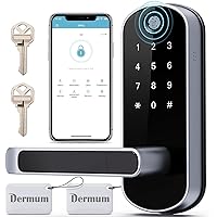Keyless-Entry Fingerprint Digital Smart Lock: Electronic Door Lock with Code Passcode, Electric Door Knob, Biometric Door Handle for Front Door, Bedroom, Home, Apartment (Silver)