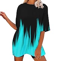 Womens Blouses and Tops Dressy for Work Summer Tops for Women Casual Vintage Short Sleeve T-Shirt Oversize Loo