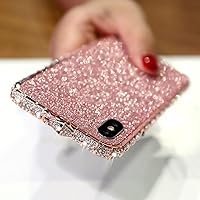 LUVI Compatible with iPhone XR Bling Glitter Case for Women Cute Diamond Rhinestone with Shiny Sparkly Sticker Skin Plating Metal Bumper Frame Edge Protective Cover Girly Fashion Luxury Case Rose Gold
