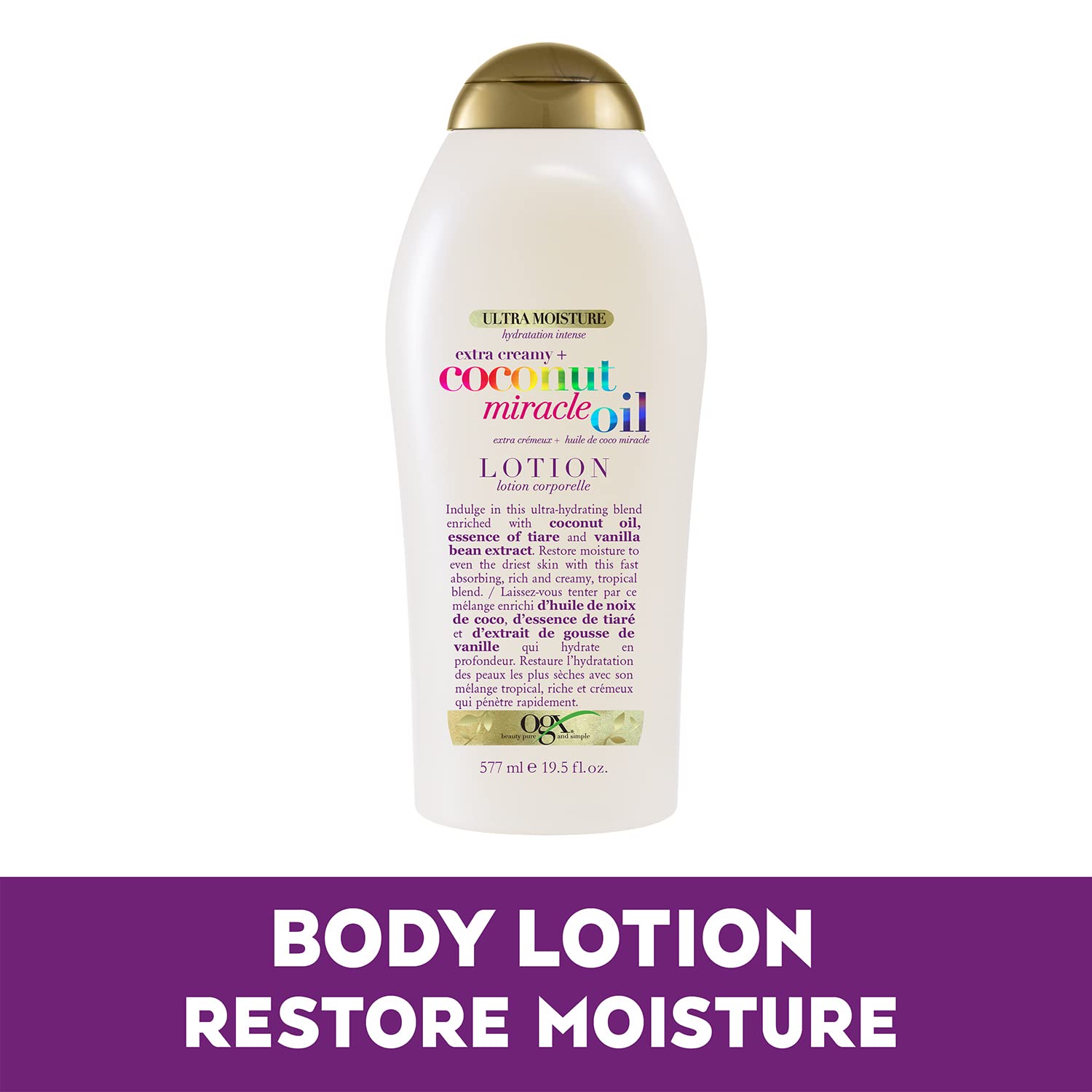 OGX Extra Creamy + Coconut Miracle Oil Ultra Moisture Body Wash, 19.5 Fl Oz Extra Creamy + Coconut Miracle Oil Ultra Moisture Body Lotion with Vanilla Bean, Fast-Absorbing