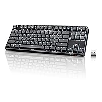 VELOCIFIRE Wireless Mechanical Keyboard, TKL02WS 87 Key Ergonomic with Brown Switches, White LED Backlit for Copywriters, Typists, and Programmers