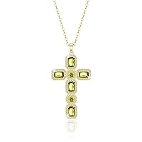 Linawe Cross Necklace for Women, Gold/Silver Jewelry Cross Charm Chain Necklaces, Moissanite Crystal Birthstone Cubic Zirconia Rhinestone Necklace, Religious Gifts