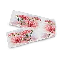 Mother's Day Pink Carnation Flowers Table Runner for Kitchen Dining 13 x 90 Inches Long Table Runners Cloth Placemat Scarf for Office Wedding Party Holiday Home Decor01