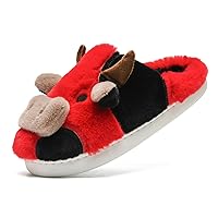 sharllen Fuzzy Cow Slippers for Kids Cute Fluffy Cow Kids House Slippers Toddler Girls Boys Animal Cartoon House Shoes for Indoor Outdoor