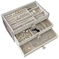 WELCOLLE Jewelry Box, Accessory, Storage, Accessory Case, Trinket Case, Jewelry Box, 3 Drawers, Transparent, Clear, Ring, Necklace, Piercing, Earrings, Bracelet, Watches, Girls