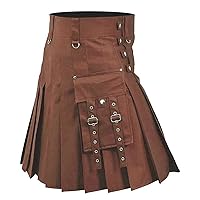 Mens Kilt Scottish Tartan Kilt Scottish Holiday Dress Medieval Pleated Skirt Chinos Slim Fit Skirt