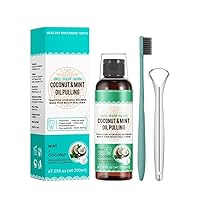 Coconut Oil Pulling with Mint Oil Mouthwash for Teeth and Fresh Air, Alcohol Free Pulling Oil Helps with Oral Care, Coconut Pulling Oil for Cleaning The Mouth (200ML)