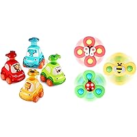 ALASOU 3 PCS Suction Cup Spinner Toys and 4 PCS Animal car Toys for Infant and Toddlers