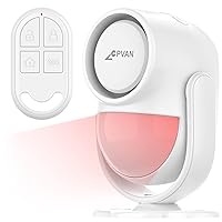 CPVAN 125dB Loud Motion Sensor Alarm with 328ft Remote Control (40ft PIR Detector, Batteries), Indoor Wireless Infrared Security Motion Detector with Siren for Home Garage Van (CP2 Pro, Whtie)