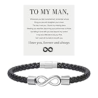 To My Man, Infinity Leather Bracelet Husband Gifts from WifeI Love You Forever and Always Bracelets Boyfriend Anniversary Birthday Christmas Fathers Gifts for Men Son Grandson