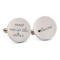 Mini Wim Custom Engraved Stainless Wedding Cuff Links, Free Engraving, Personalized Cufflinks for Groom, Jewelry Gift for Men, Father of the Bride Gift from Bride…
