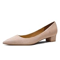 Womens Pointed Toe Suede Casual Slip On Office Chunky Low Heel Pumps Shoes