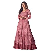 Indian Front Cut Designer Sequin Embellished Wedding Stylish Georgette Skirt Anarkali Long Muslim Dress
