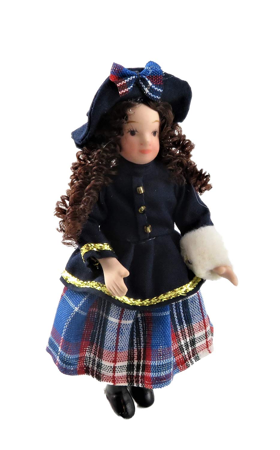 Dolls House Victorian Little Girl in Winter Outfit 1:12 Scale Porcelain People