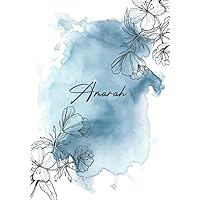 Amarah: Personalized Name Journal Notebook for Women and Girls, Blue Powder Pastel with Hand Drawn Flowers Background Cover, Diary Composition Notebook for Amarah